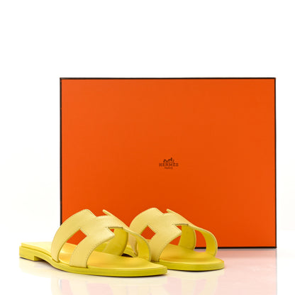 Hermes Epsom Oran Sandals 38 Jaune Pollen 8 of 8