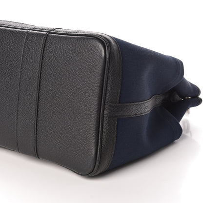 Hermes Toile Militaire Vache Country Garden Party Pockets 36 MM Tote Bleu Marine 6 of 10