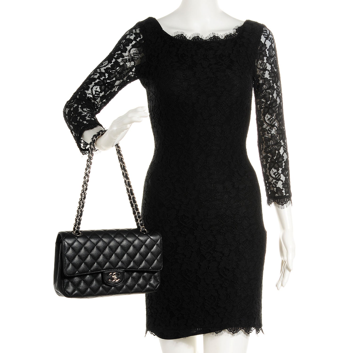 Chanel Caviar Quilted Medium Double Flap Black 2 of 8