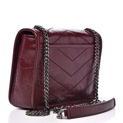 Saint Laurent Crinkled Calfskin Matelasse Monogram Niki Chain Wallet Dark Legion Red 2 of 9