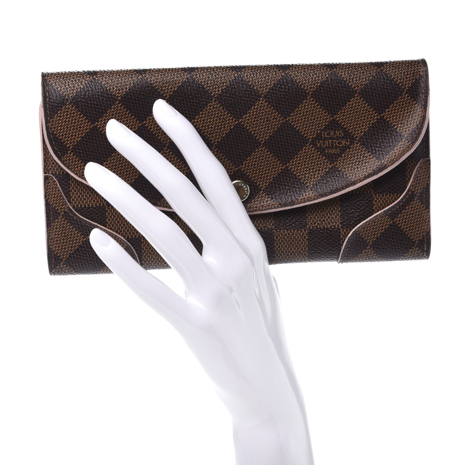 Louis Vuitton Damier Ebene Caissa Wallet Rose Ballerine 2 of 15