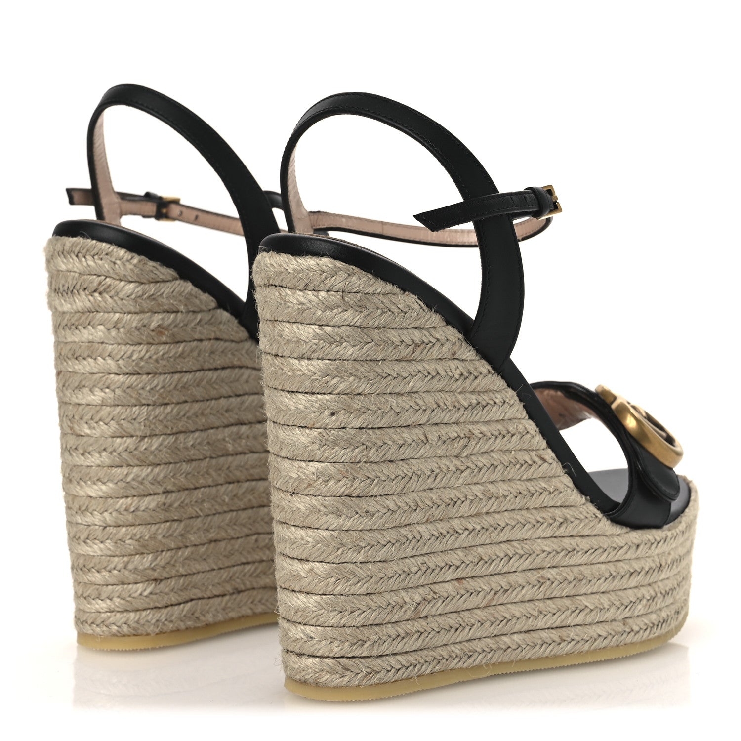 Gucci Nappa Matelasse GG Marmont Slingback Platform 45/130mm Espadrille Wedges 36 Black 5 of 11