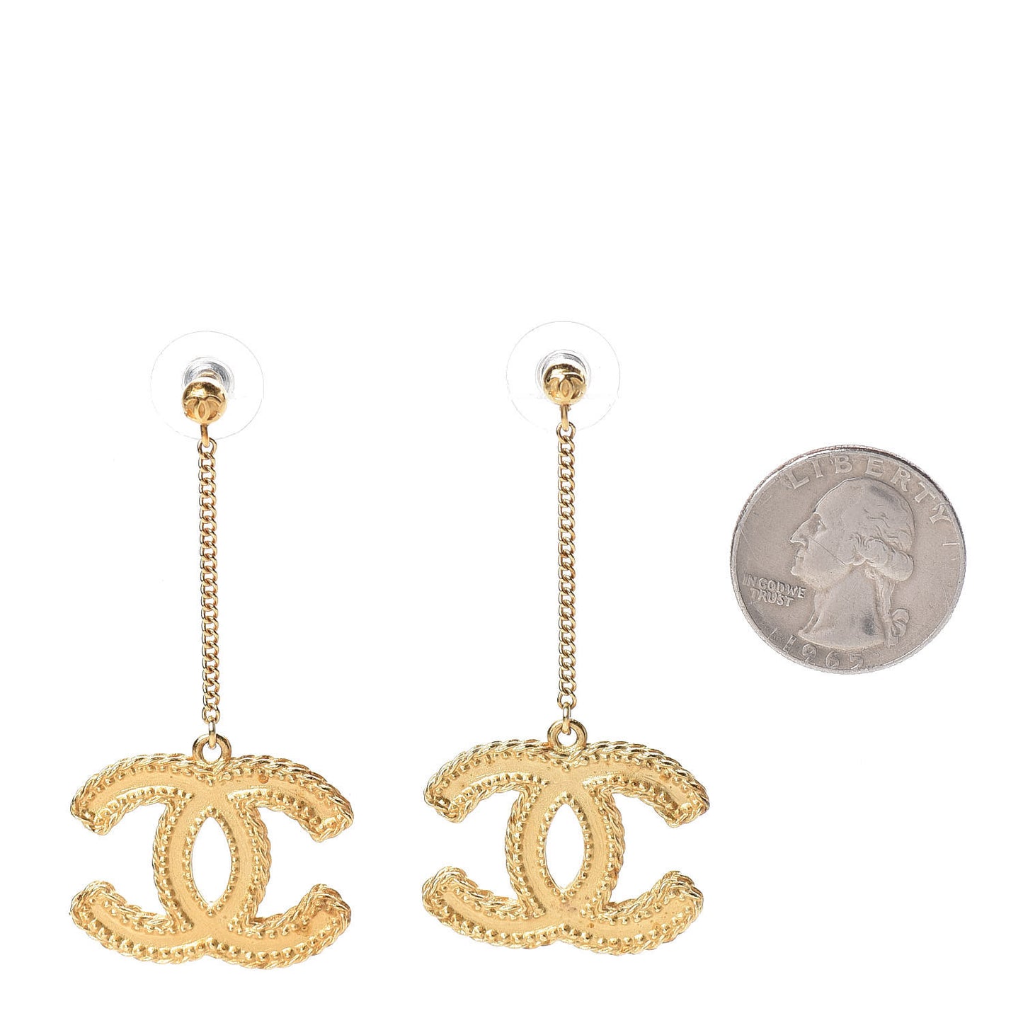 CC Drop Earrings Matte Gold