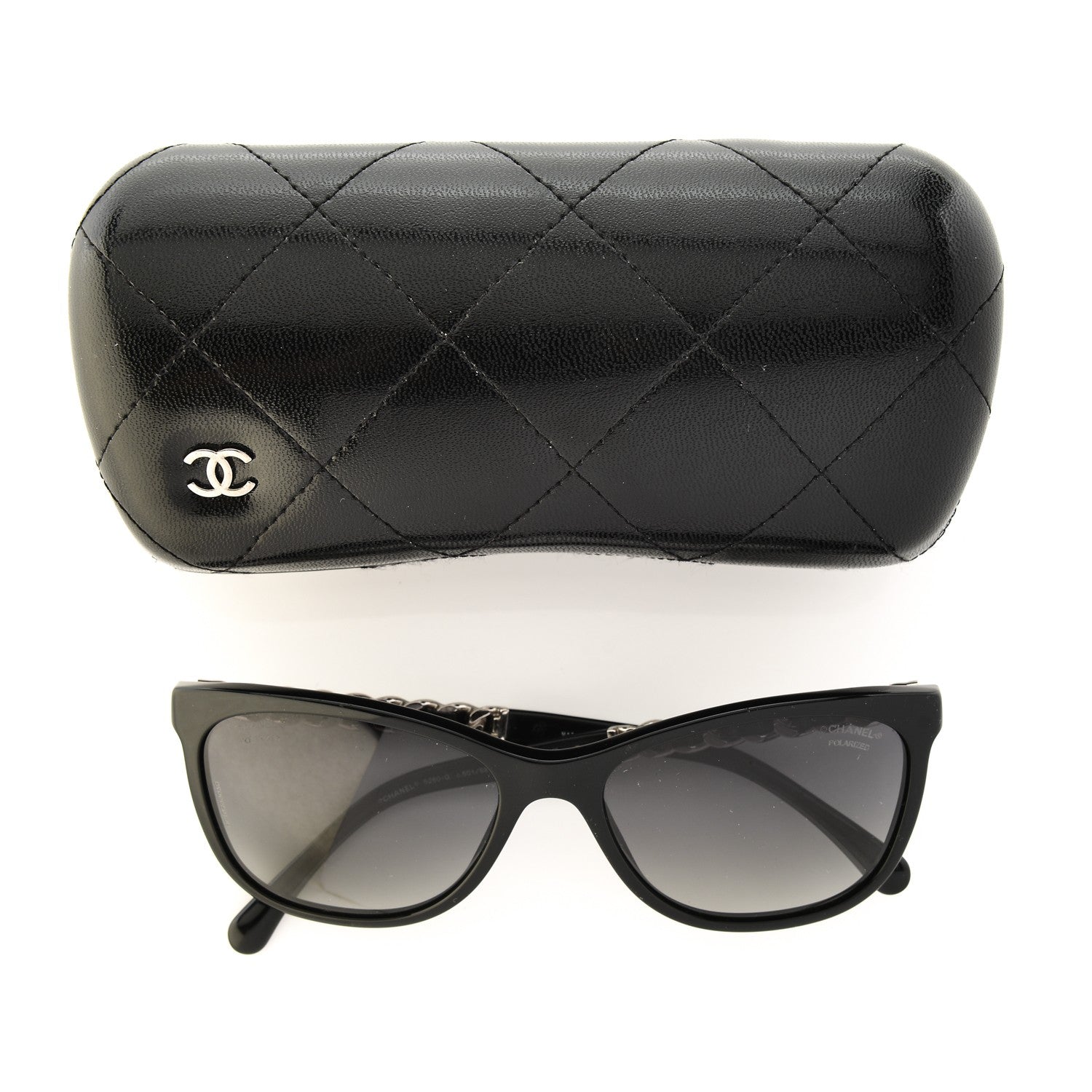 Chanel Cat Eye Chain Polarized Sunglasses 5260-Q Black 10 of 10