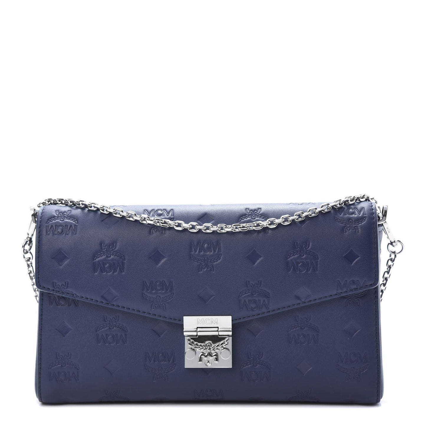 Calfskin Ottomar Monogram Medium Millie Crossbody Bag Navy Blue