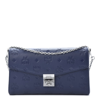 MCM Calfskin Ottomar Monogram Medium Millie Crossbody Bag Navy Blue 1 of 11