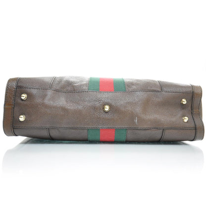 Gucci Leather Large Web Seventies Tote Brown 6 of 10