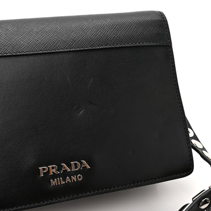 Prada City Calfskin Saffiano Racing Logo Elektra Shoulder Bag Fuxia Black 10 of 10