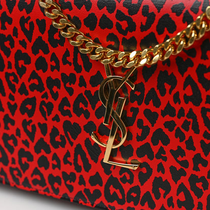 Saint Laurent Leopard Print Monogram Chain Wallet Black Red 10 of 10