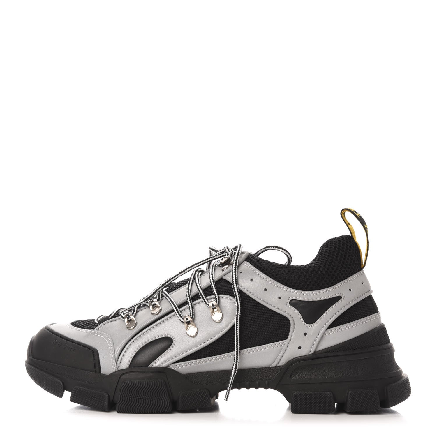 Gucci X SEGA Mesh Technical Canvas Calfskin Reflective Mens Flashtrek Sneakers 10.5 Silver Black 1 of 8