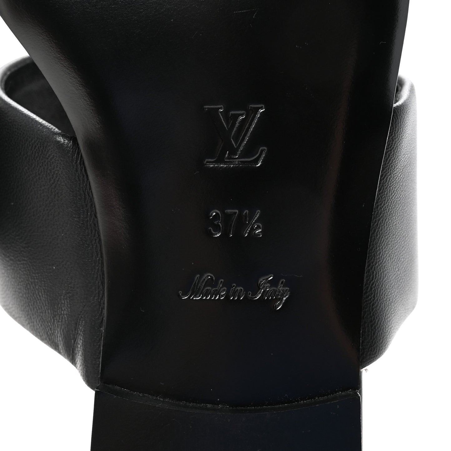 Lambskin Embossed Monogram Drapy Flat Thong Sandal 37.5 Black