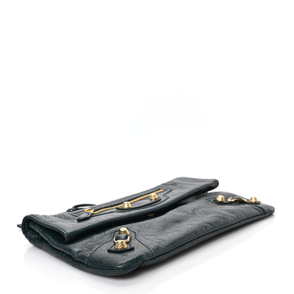 Balenciaga Agneau Giant 12 Gold Hardware Envelope Strap Clutch Vert Pinede 3 of 7