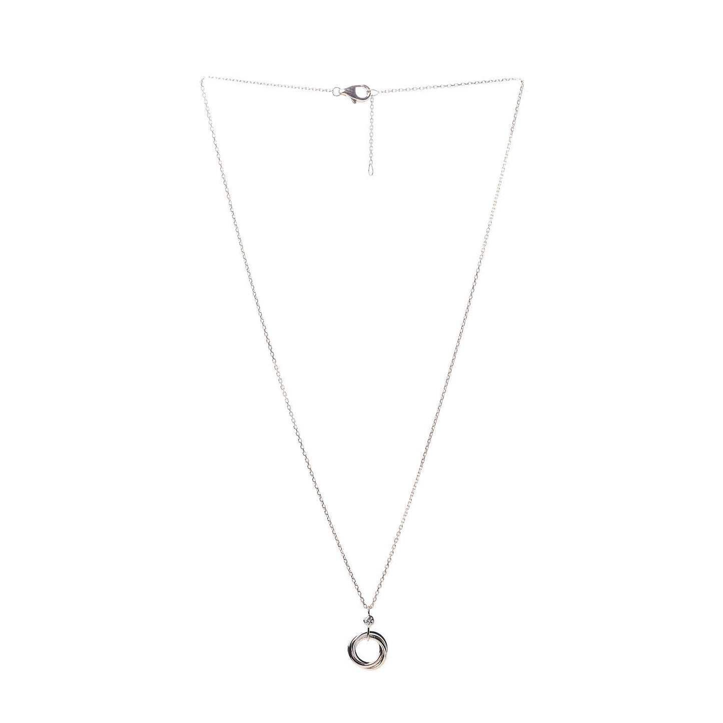 18K Pink Yellow White Gold Diamond Trinity Pendant Necklace