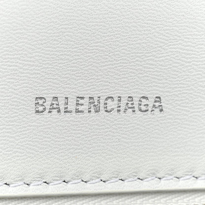 Balenciaga Matte Calfskin Snake Embossed Tonal B Small Hourglass Top Handle Bag Optic White 6 of 10