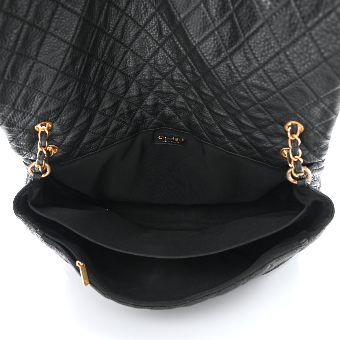Calfskin Quilted XXL Travel Flap Bag Black