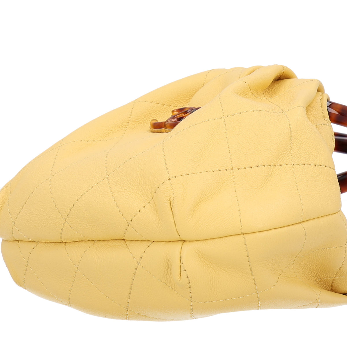 Chanel Lambskin Plexiglass Tortoise Shell Quilted Mini Pouch Yellow 10 of 10