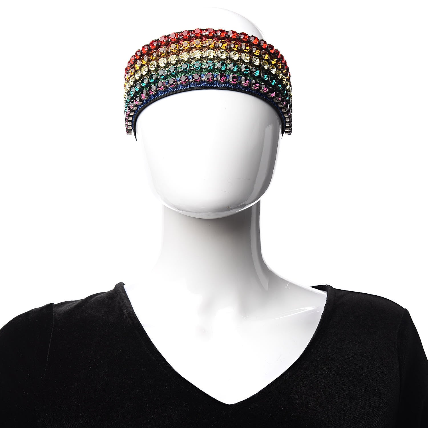 Gucci Metallic Crystal Embellished Webby Headband 57 Rainbow 2 of 8