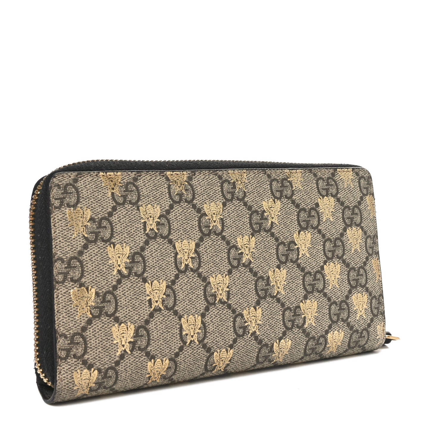 GG Supreme Monogram Bees Zip Around Wallet