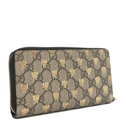 Gucci GG Supreme Monogram Bees Zip Around Wallet 3 of 10