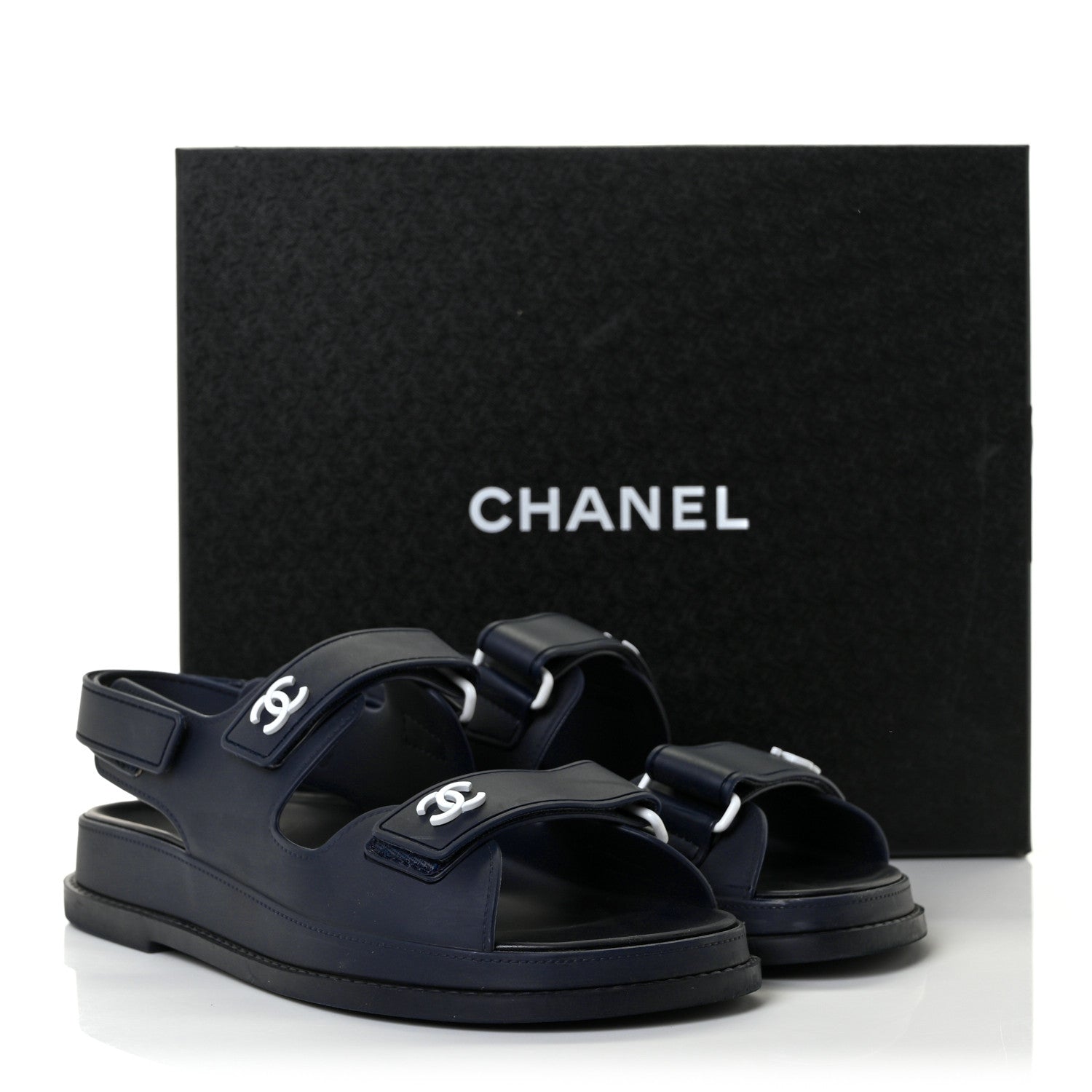 Chanel Rubber CC Dad Sandals 37 Navy 9 of 9