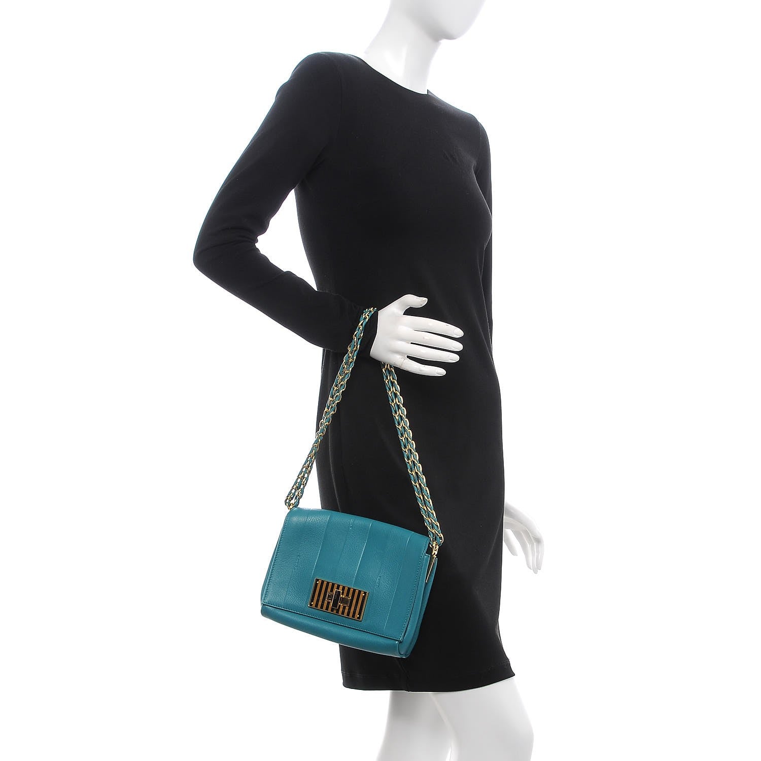 Fendi Vitello Pequin Embossed Small Claudia Shoulder Bag Jungle 3 of 19