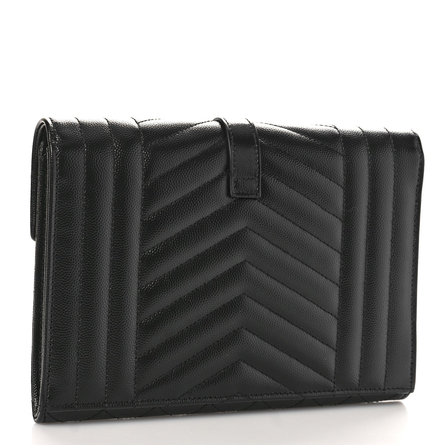 Grain De Poudre Textured Mixed Matelasse Triquilt Monogram Clutch Black