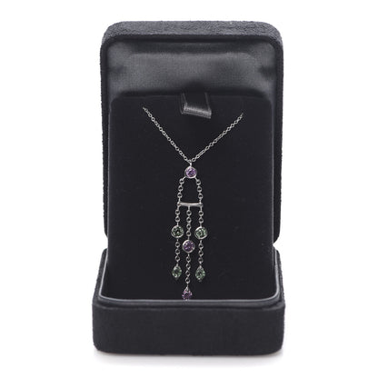 Tiffany 18K White Gold Green Pink Tourmaline Jazz Pendant Necklace 6 of 6