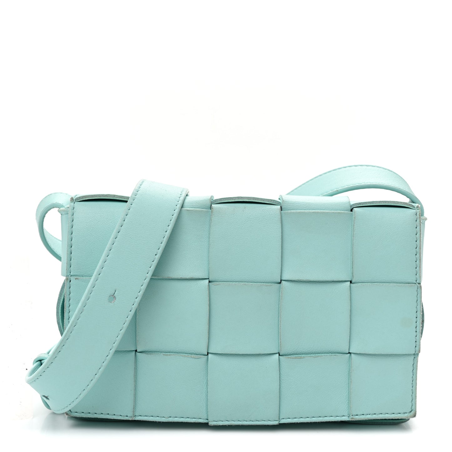 Lambskin Maxi Intrecciato Small Cassette Crossbody Bag  Celadon
