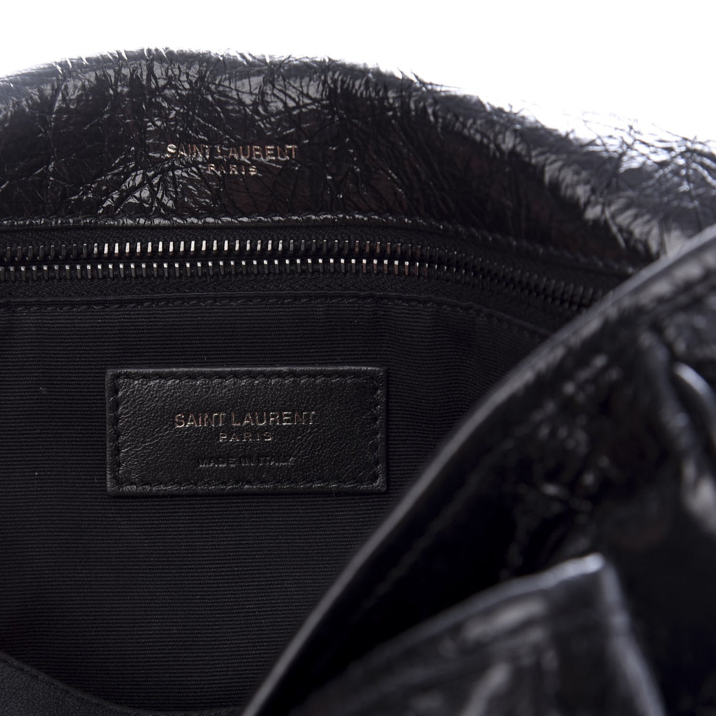 Crinkled Calfskin Matelasse Monogram Medium Niki Chain Satchel Black