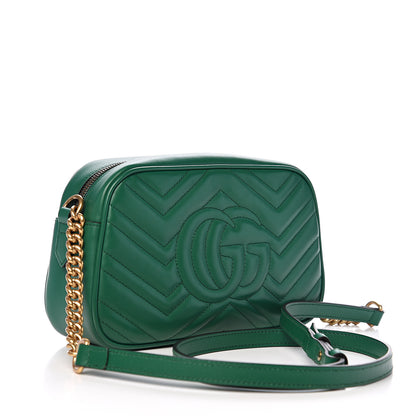 Gucci Calfskin Matelasse Small GG Marmont Chain Shoulder Bag Emerald Green 2 of 10