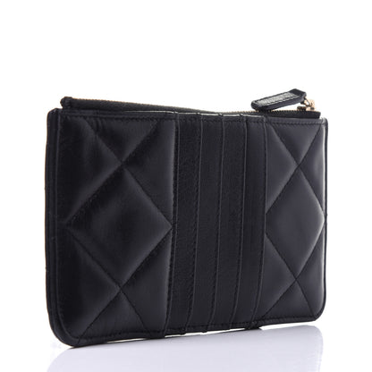 Chanel Goatskin Quilted Chanel 19 Flat Wallet Pouch Black 3 of 13