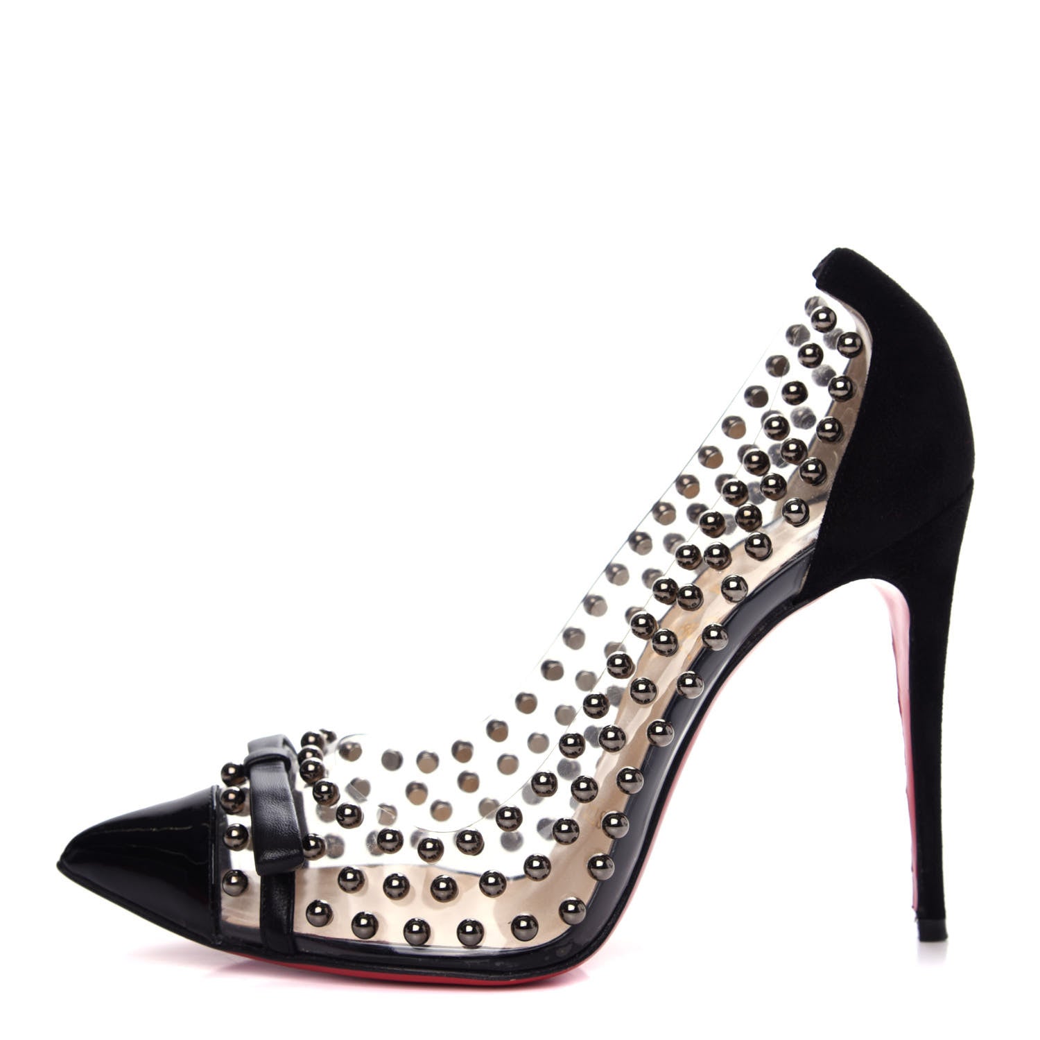 Christian Louboutin Suede Patent Studded Bille et Boule 100 Pumps 36.5 Black 1 of 9