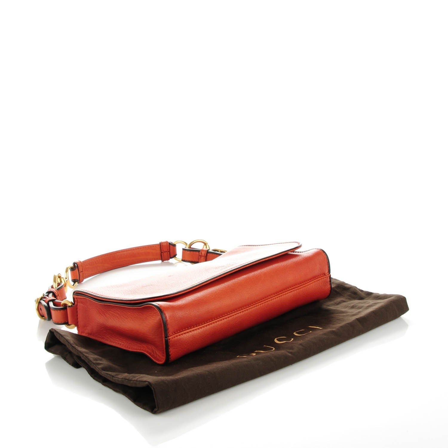 Gucci Calfskin Small Harness Shoulder Bag New Rust 4 of 7