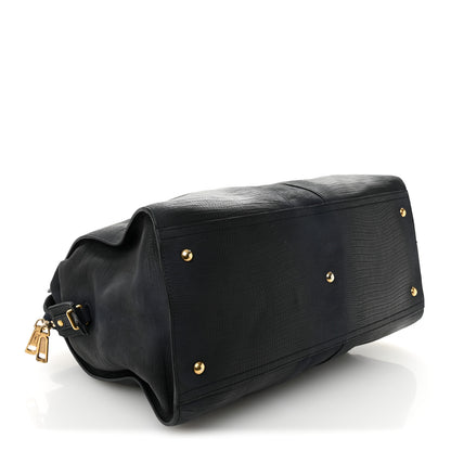 Saint Laurent Calfskin Lizard Embossed Large Cabas ChYc Navy Blue 4 of 13