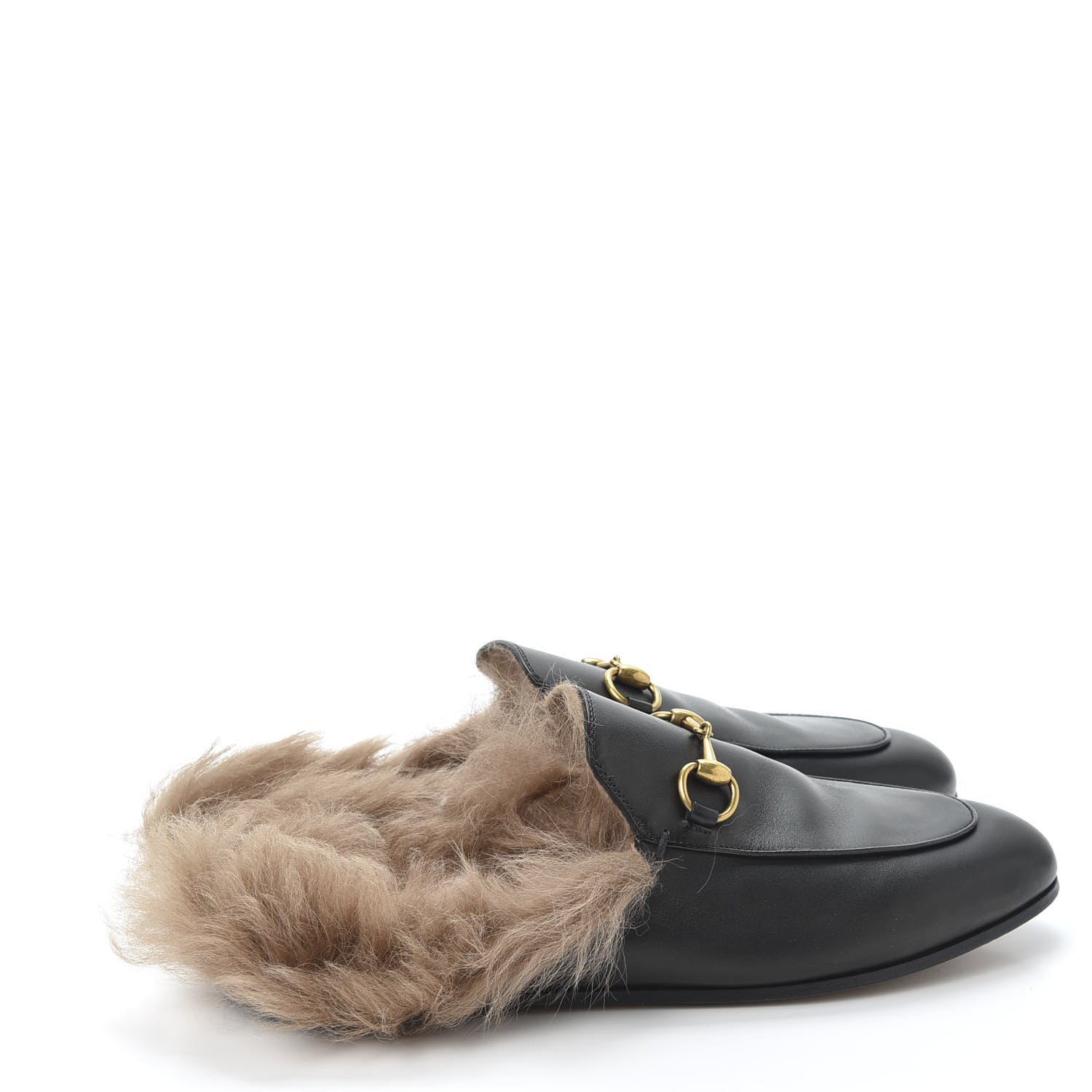 Gucci Calfskin Fur Womens Princetown Slippers 36.5 Black 4 of 8