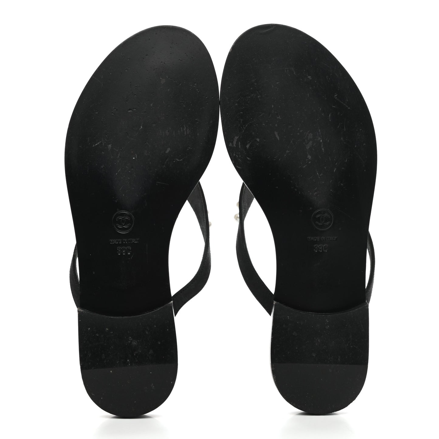 Suede Pearl Thong Sandals 39 Black