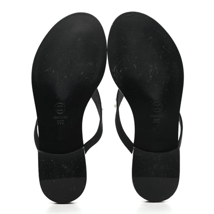 Chanel Suede Pearl Thong Sandals 39 Black 5 of 10
