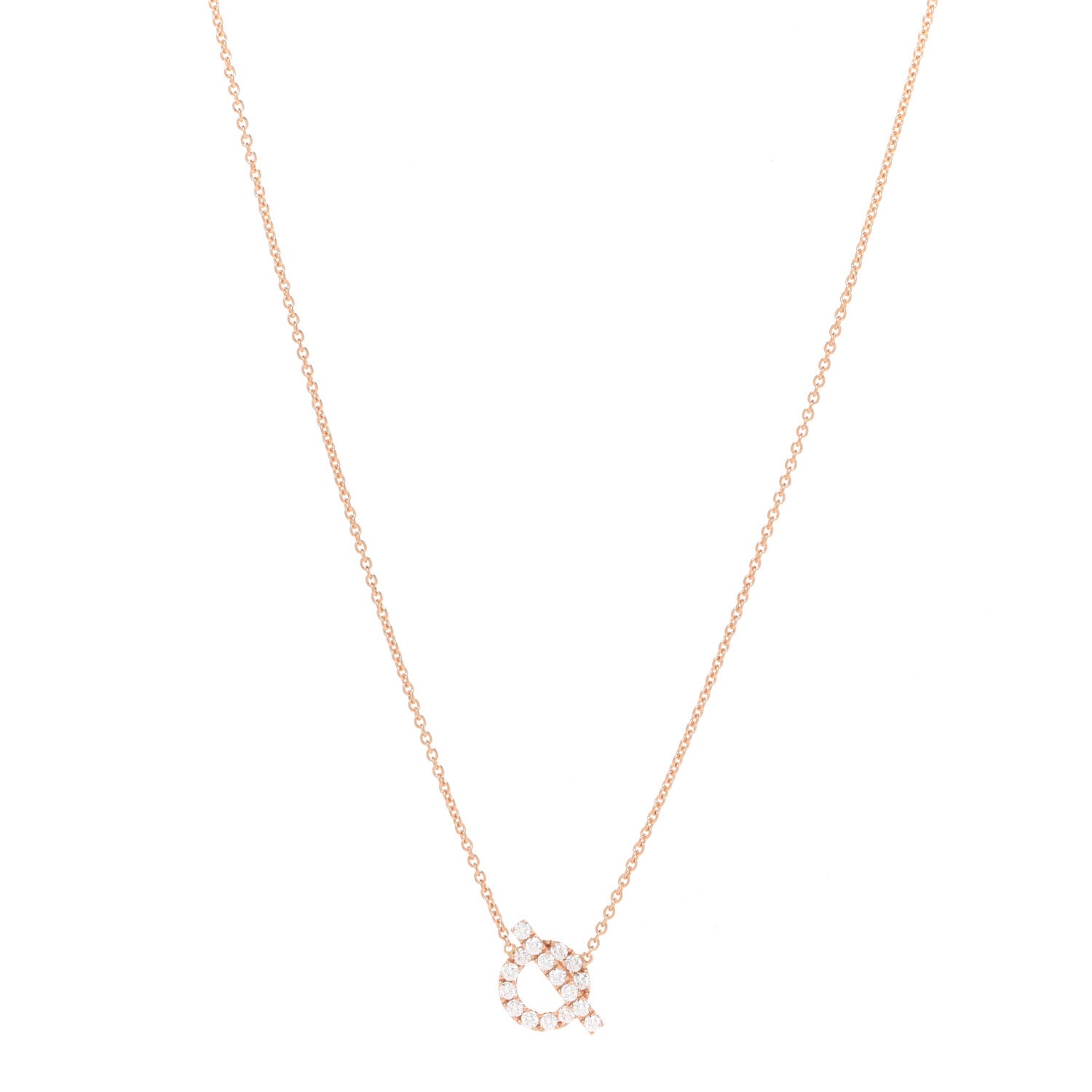 Hermes 18K Rose Gold Diamond Finesse Pendant Necklace 1 of 6
