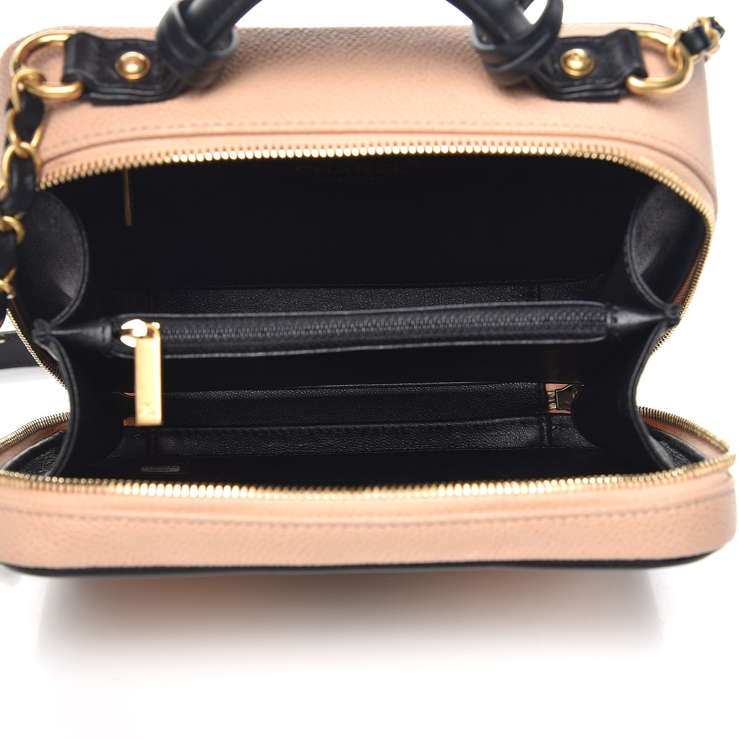 Chanel Caviar Quilted Medium CC Filigree Vanity Case Beige Black 7 of 9