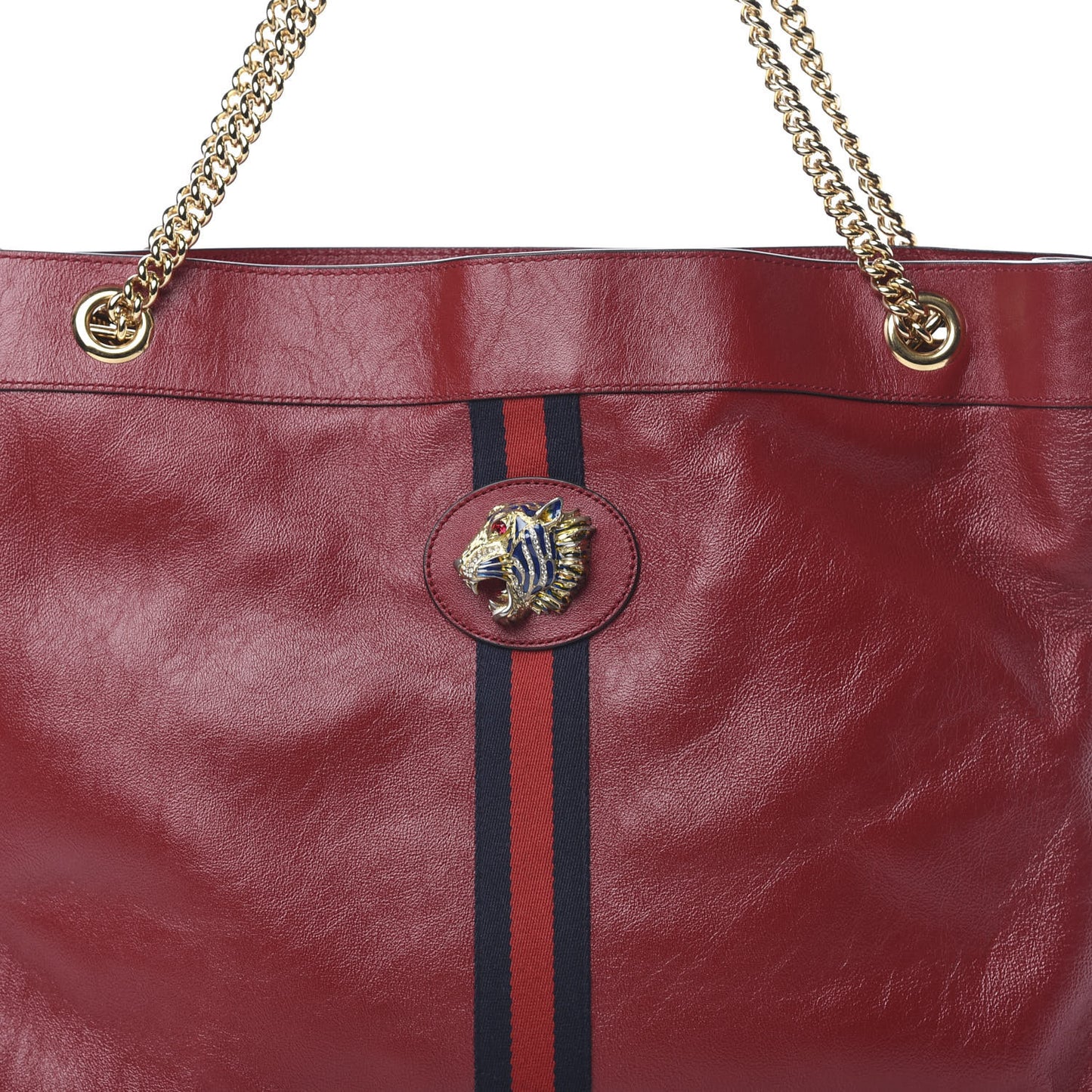Calfskin Large Rajah Chain Tote Romantic Cherry