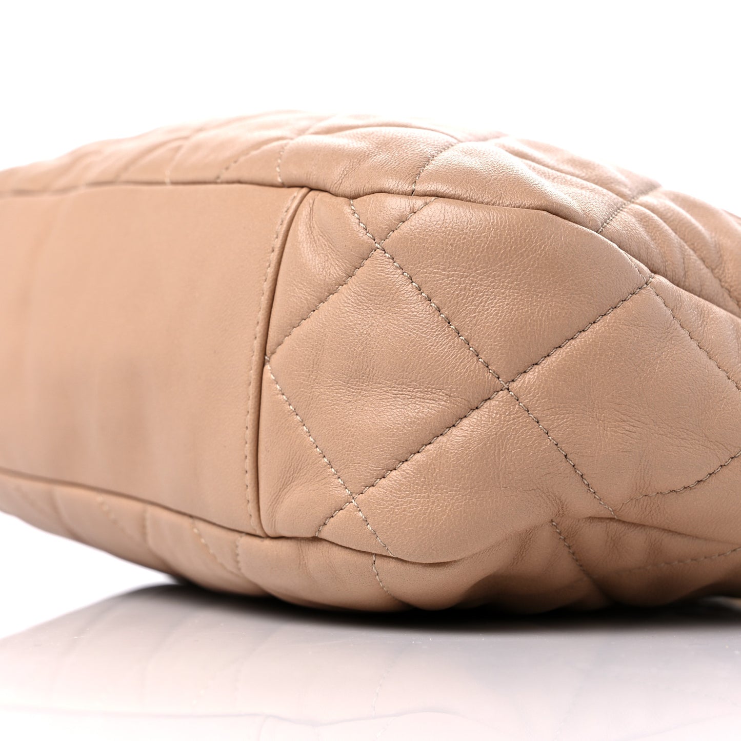 Lambskin Quilted Large CC Funky Town Hobo Beige
