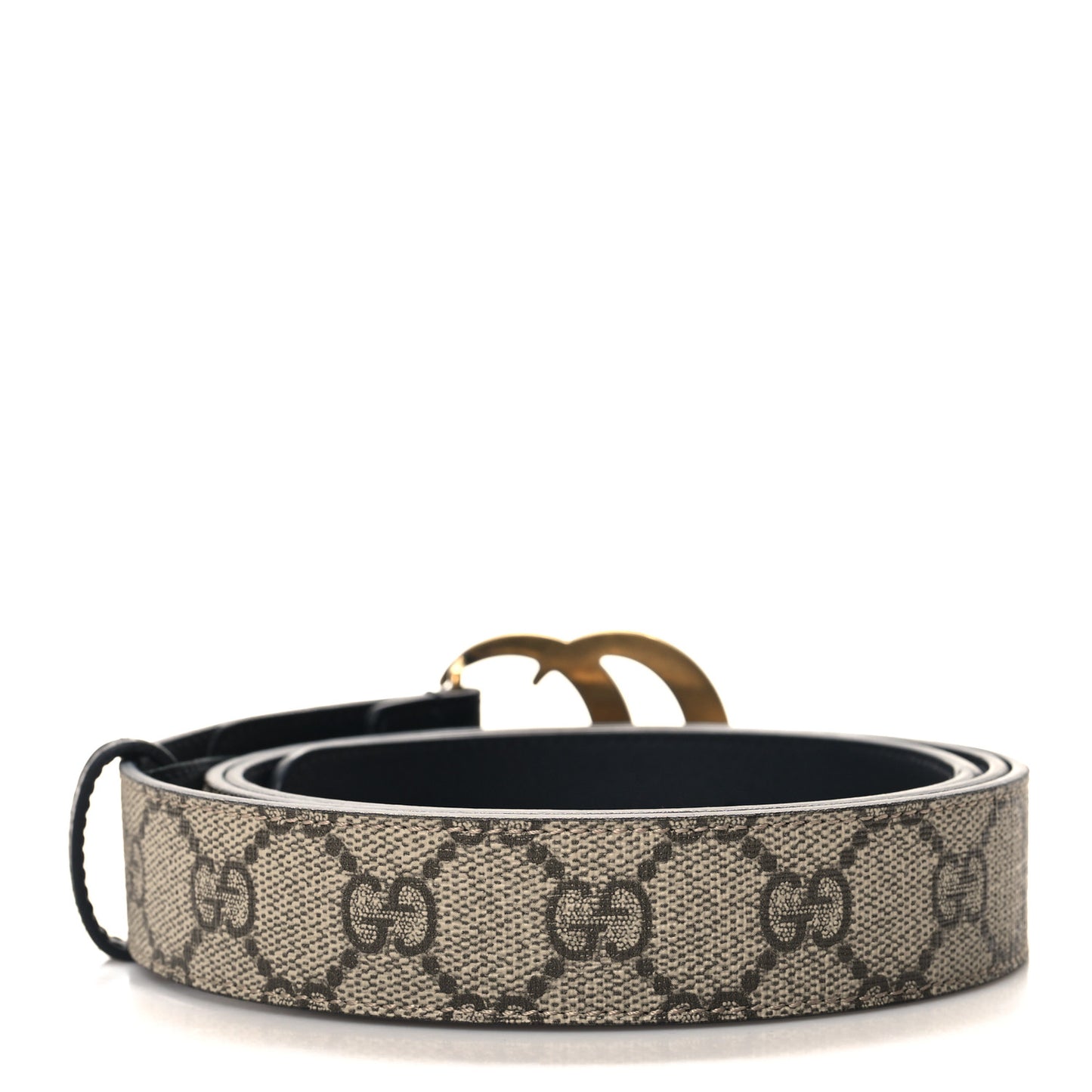 GG Supreme Monogram Matte Plutone Calfskin Double G 30mm Belt 115 46 Beige Ebony Black