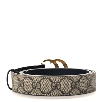 Gucci GG Supreme Monogram Matte Plutone Calfskin Double G 30mm Belt 115 46 Beige Ebony Black 2 of 5