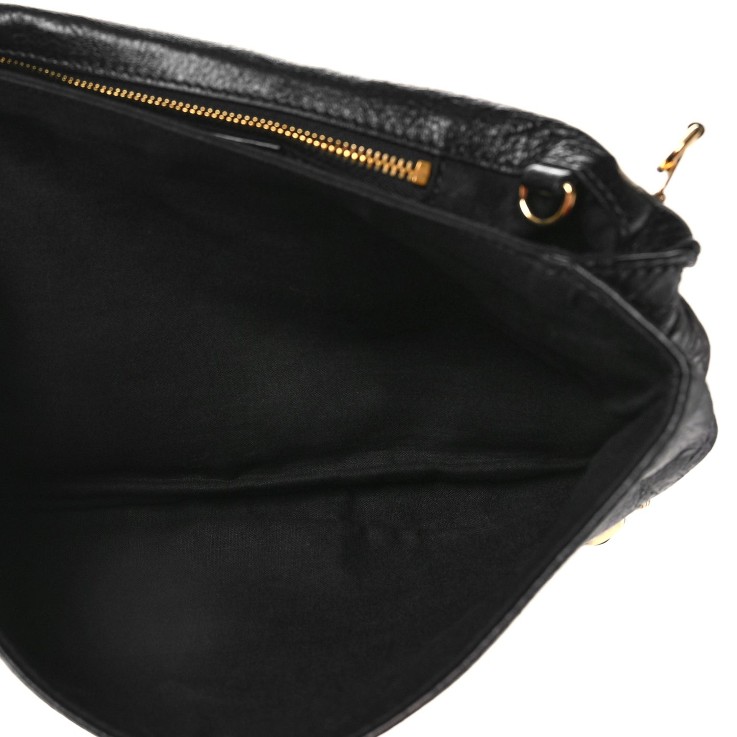 Agneau Giant 12 Gold Hardware Envelope Strap Clutch Black