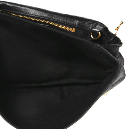 Balenciaga Agneau Giant 12 Gold Hardware Envelope Strap Clutch Black 5 of 9