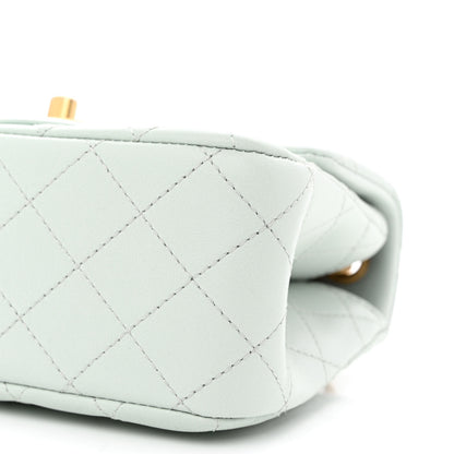 Chanel Lambskin Quilted Mini Sweet Camellia Flap Light Blue 10 of 10