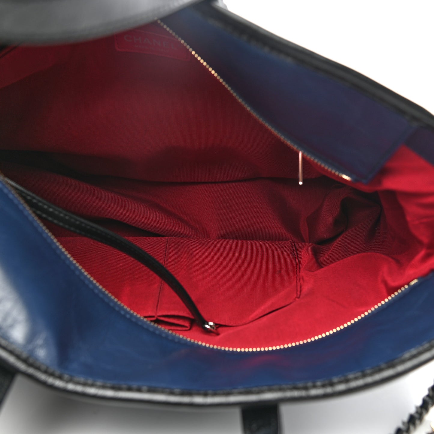 Aged Calfskin Quilted Large Gabrielle Shopping Tote Navy Black