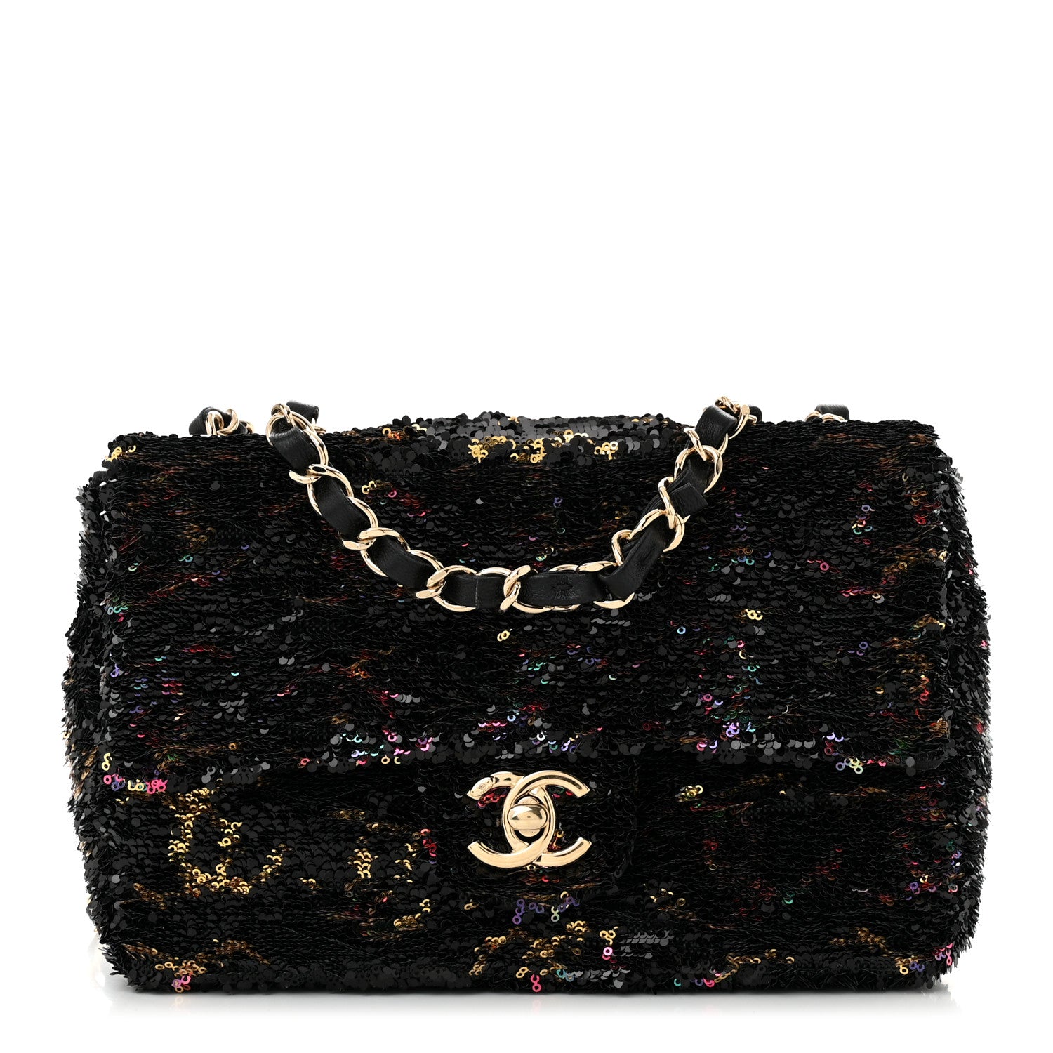 Chanel Sequin CC Small Single Flap  Black Multicolor 1 of 11