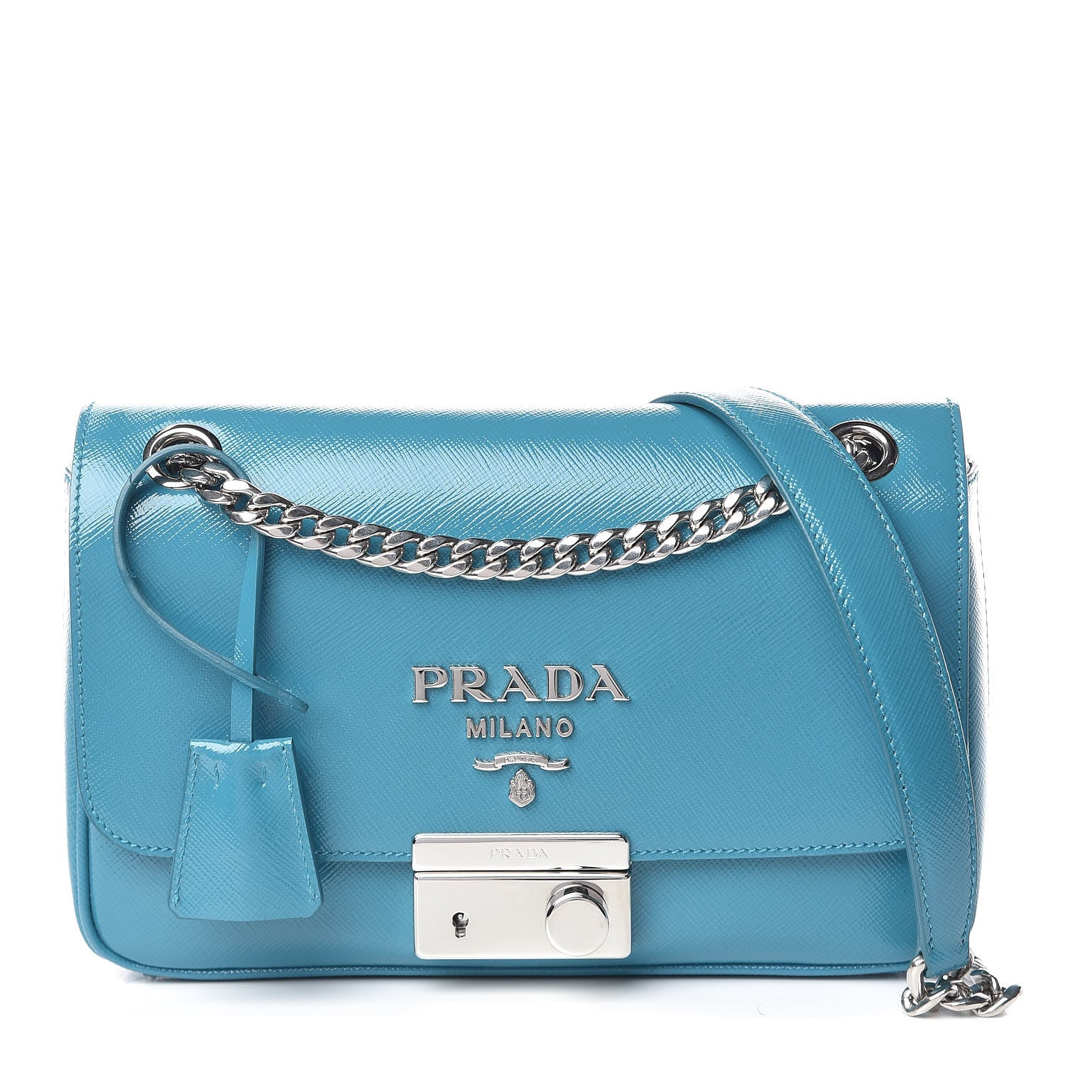 Prada Saffiano Vernice Chain Shoulder Bag Voyage 1 of 12