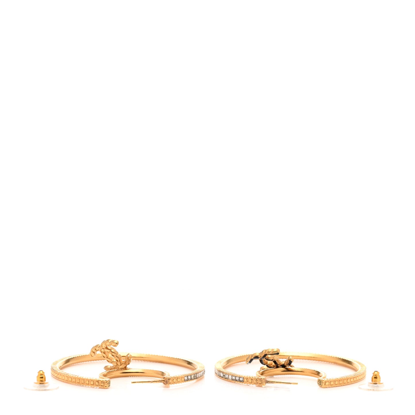 Crystal CC Drop Hoop Earrings Gold